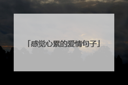 感觉心累的爱情句子