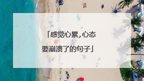感觉心累,心态要崩溃了的句子