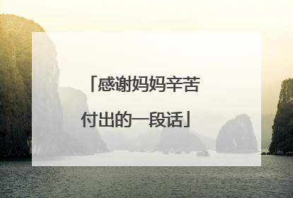 感谢妈妈辛苦付出的一段话