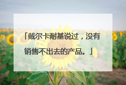 戴尔卡耐基说过，没有销售不出去的产品。