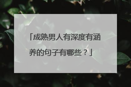 成熟男人有深度有涵养的句子有哪些？