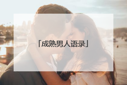 成熟男人语录
