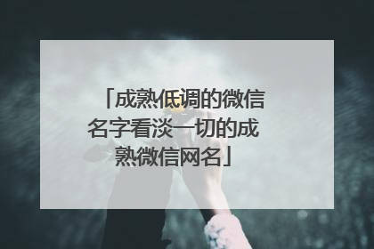 成熟低调的微信名字看淡一切的成熟微信网名