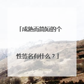 成熟而简短的个性签名有什么？