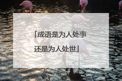 成语是为人处事还是为人处世