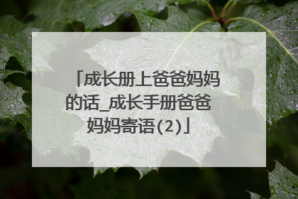 成长册上爸爸妈妈的话_成长手册爸爸妈妈寄语(2)