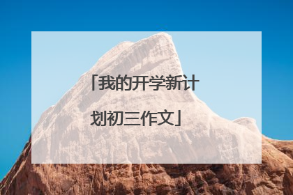 我的开学新计划初三作文
