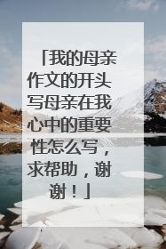 我的母亲作文的开头写母亲在我心中的重要性怎么写,求帮助,谢谢!