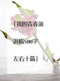 我的青春演讲稿500字左右十篇