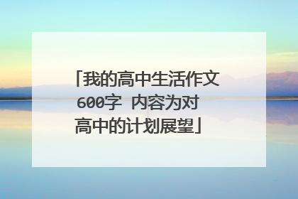 我的高中生活作文600字 内容为对高中的计划展望