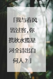 我与春风皆过客,你携秋水揽星河全诗出自何人？