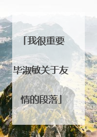 我很重要 毕淑敏关于友情的段落