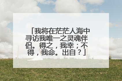 我将在茫茫人海中寻访我唯一之灵魂伴侣。得之,我幸;不得,我命。出自?