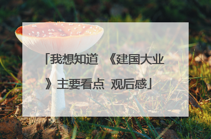 我想知道 《建国大业》主要看点 观后感