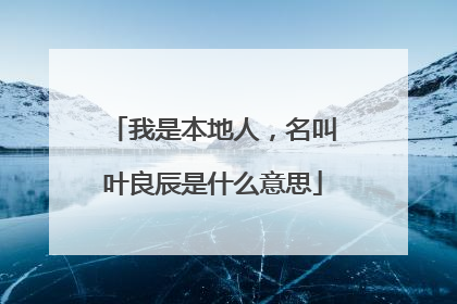 我是本地人，名叫叶良辰是什么意思