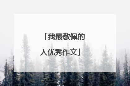 我最敬佩的人优秀作文