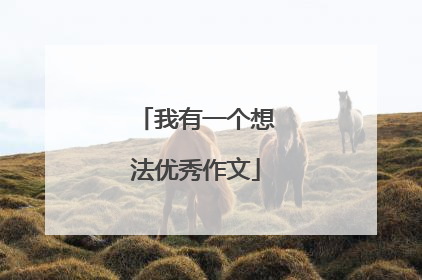 我有一个想法优秀作文