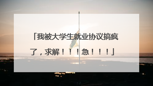 我被大学生就业协议搞疯了，求解！！！急！！！