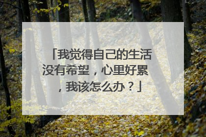 我觉得自己的生活没有希望,心里好累,我该怎么办?