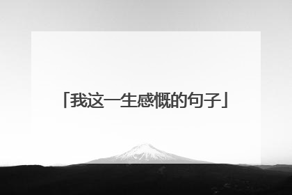 我这一生感慨的句子