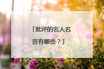 批评的名人名言有哪些？