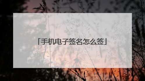 手机电子签名怎么签