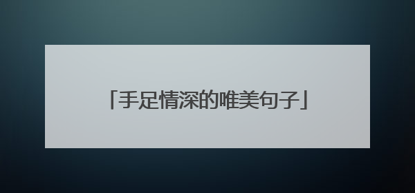 手足情深的唯美句子