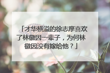 才华横溢的徐志摩喜欢了林徽因一辈子,为何林徽因没有嫁给他?