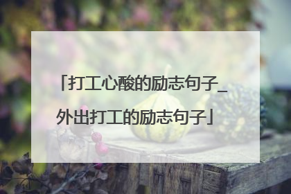打工心酸的励志句子_外出打工的励志句子