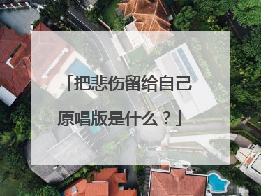 把悲伤留给自己原唱版是什么？