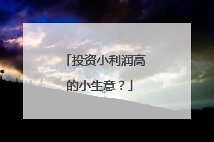 投资小利润高的小生意？