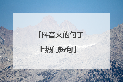 抖音火的句子上热门短句