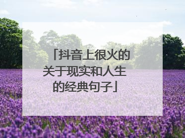 抖音上很火的关于现实和人生的经典句子