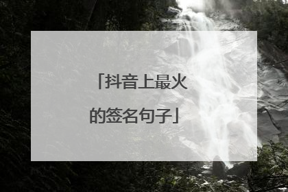 抖音上最火的签名句子