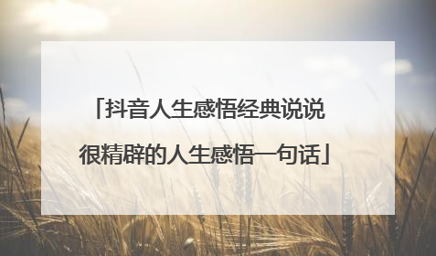 抖音人生感悟经典说说 很精辟的人生感悟一句话
