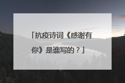 抗疫诗词《感谢有你》是谁写的？