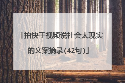 拍快手视频说社会太现实的文案摘录(42句)