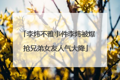 李炜不雅事件李炜被爆抢兄弟女友人气大降