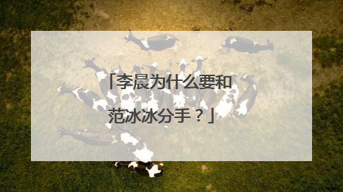 李晨为什么要和范冰冰分手?