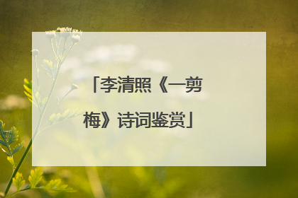 李清照《一剪梅》诗词鉴赏