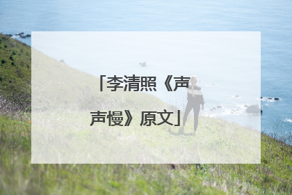 李清照《声声慢》原文