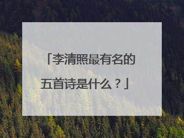 李清照最有名的五首诗是什么?