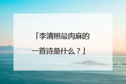 李清照最肉麻的一首诗是什么？