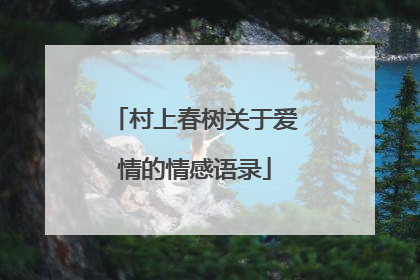 村上春树关于爱情的情感语录