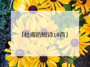 杜甫的短诗10首