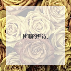 杜甫的名诗