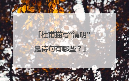 杜甫描写“清明”是诗句有哪些？