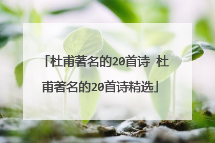 杜甫著名的20首诗 杜甫著名的20首诗精选