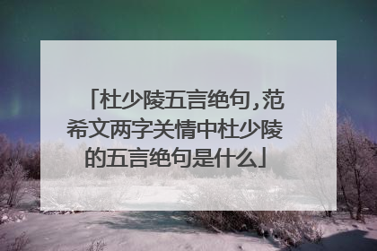 杜少陵五言绝句,范希文两字关情中杜少陵的五言绝句是什么