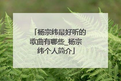 杨宗纬最好听的歌曲有哪些_杨宗纬个人简介